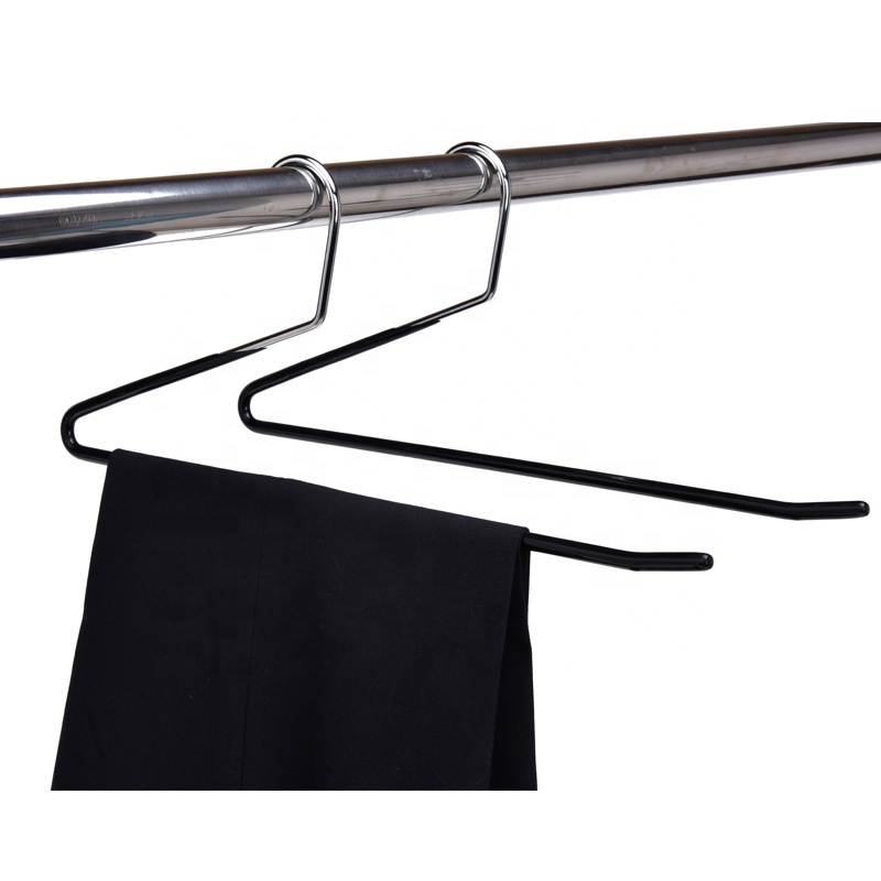 Anti slip skirts pants hangers PVC coating open end metal pants hangers z shape trousers hanger