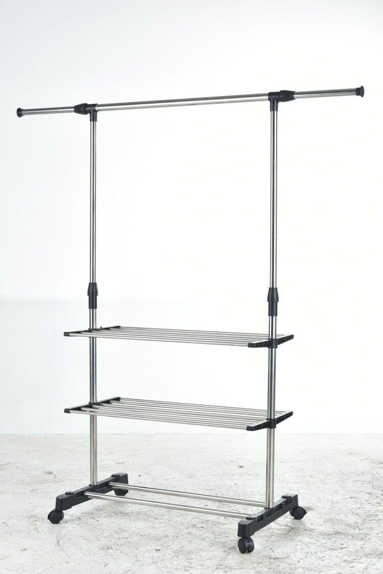 Commercial Clothing Garment Rack with Shelves Clothing Racks on Wheels Rolling Closet Clothes Rack for Heavy Duty Portable