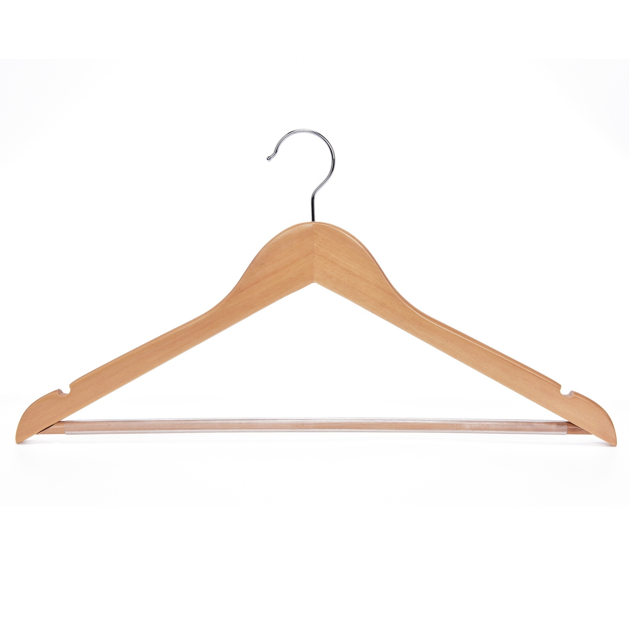 WINSUN Hanger Hotel Wooden Clothes Hanger Wholesale Wood Clothing Hanger with Non Slip Tube Bar