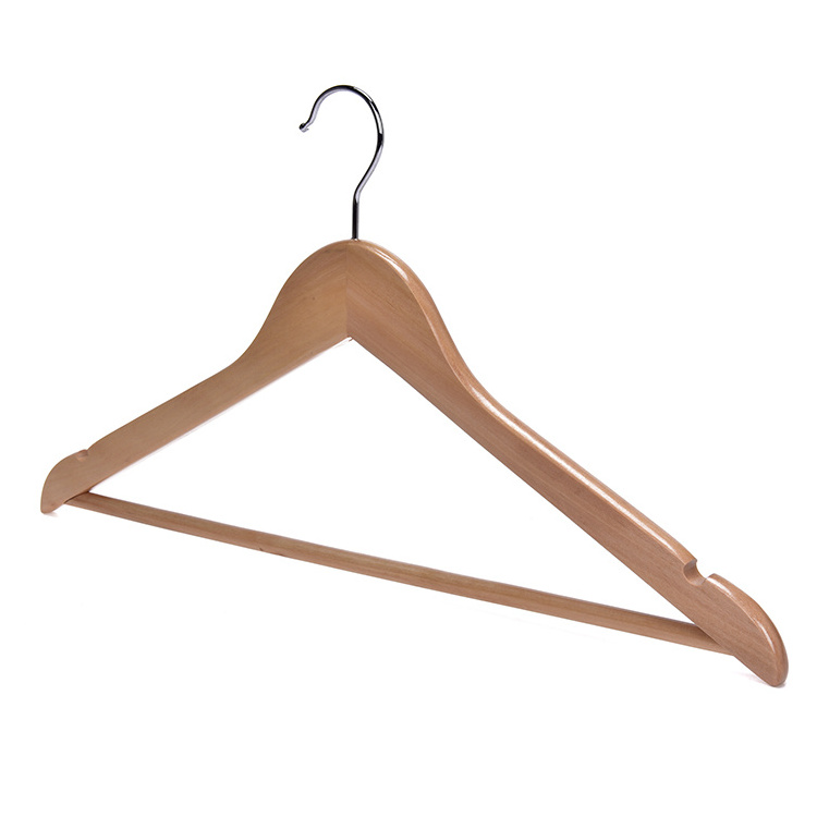 Hot selling luxury custom bamboo garment door pants wooden suit coat clothes hanger skirt tie rack