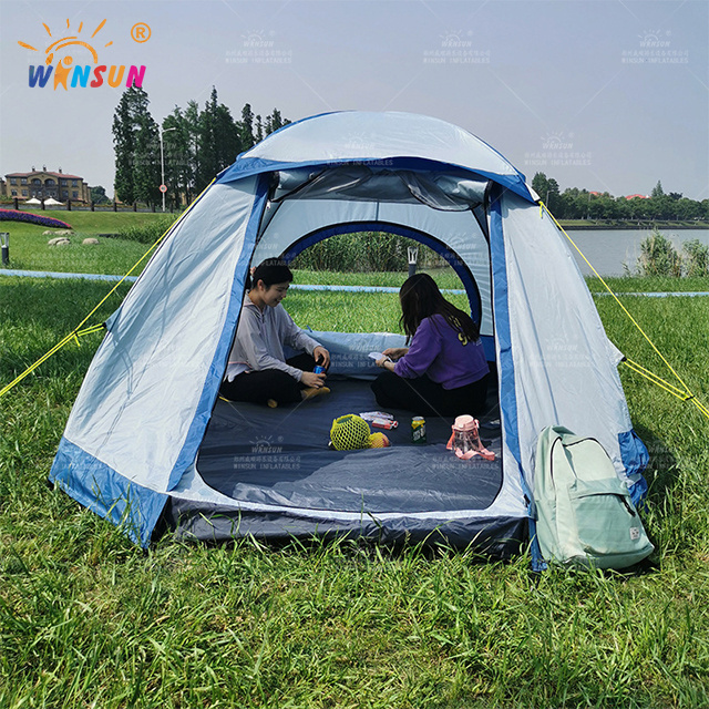 Family camping travel tent with double layer portable outdoor tent for fun