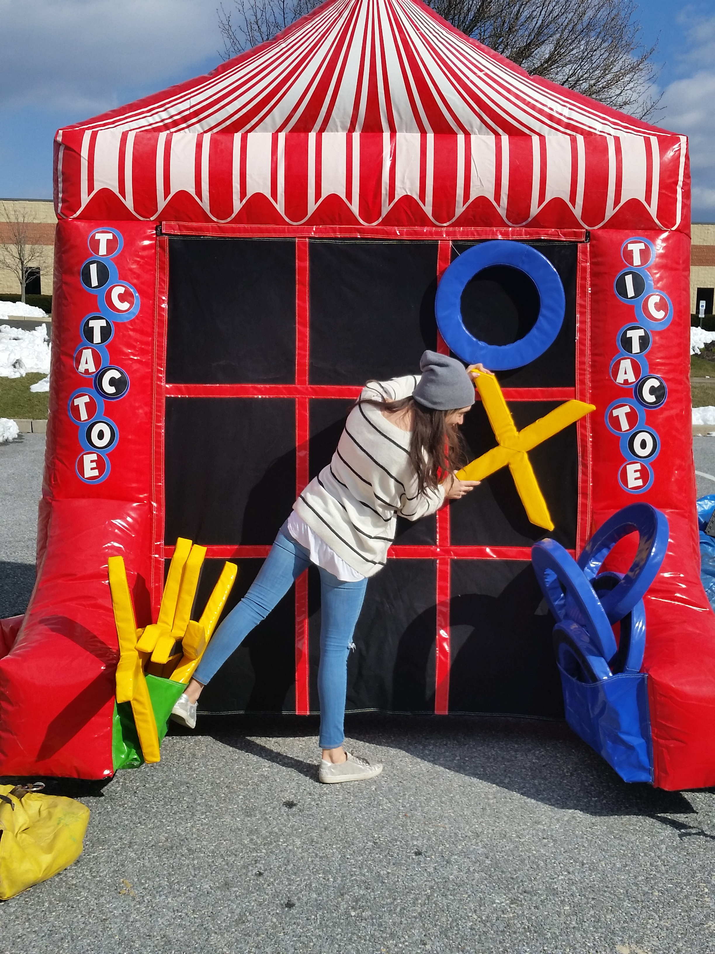 Double side inflatable 4 spot game and tic tac toe for kids and adults sport interactive fun,inflatable carnival 2 games in 1