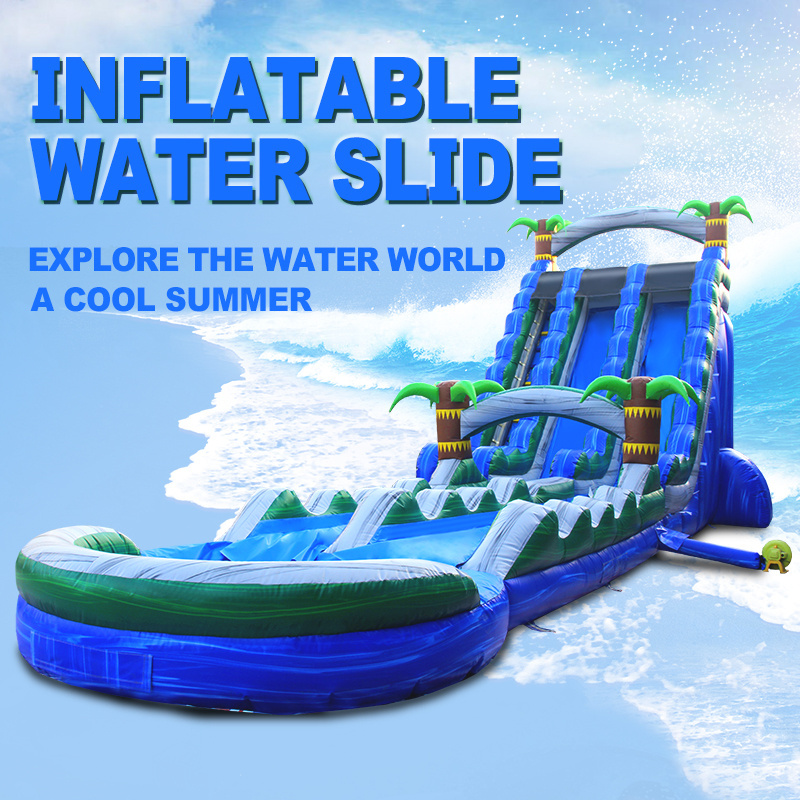 Hot Sell 20ft  30ft  commercial inflatable water slide with pool marble water slide for adult kids inflatable water slide