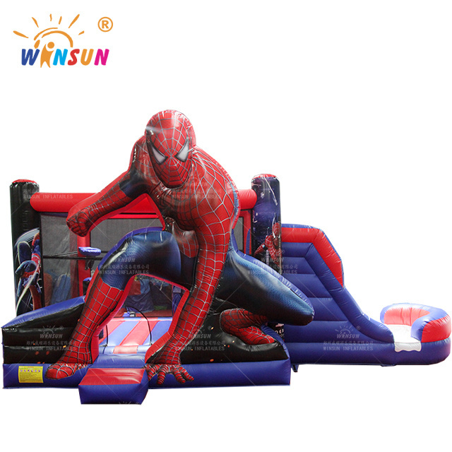 character custom  jumping  SpiderMan inflatable bouncer House combo with slide for kids bouncy castle