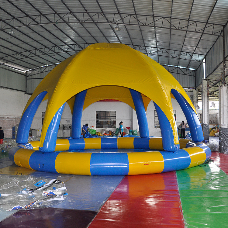 multicolor inflatable round swimming pool dome with tent cover, cheap swimming pool with sunshine tent