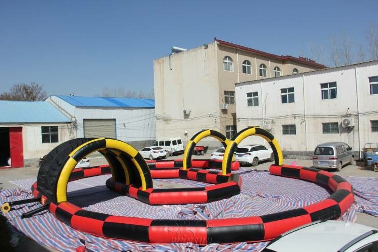 Amusement park inflatable track race, go kart track inflatable for sale