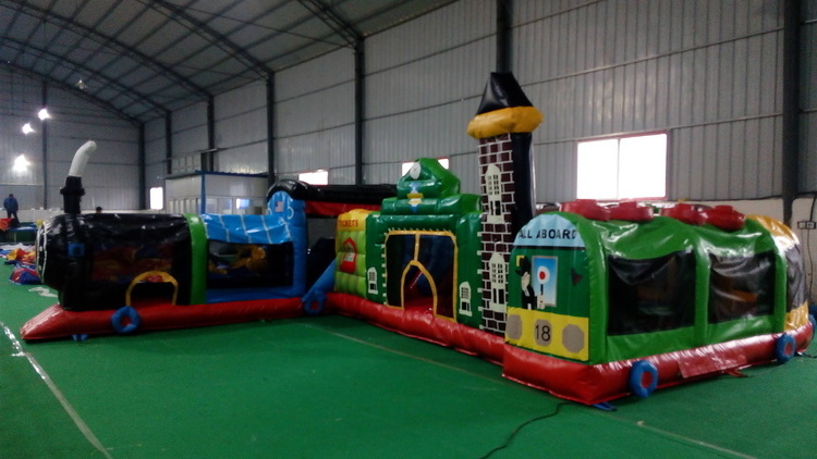 outdoor Inflatable Train Amusement park  jumping bouncy