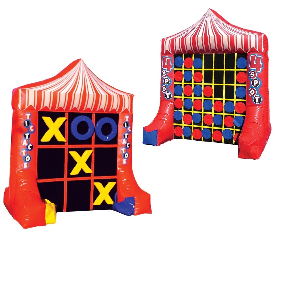 Double side inflatable 4 spot game and tic tac toe for kids and adults sport interactive fun,inflatable carnival 2 games in 1