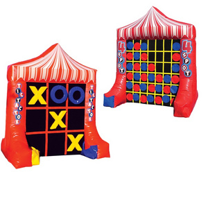 Double side inflatable 4 spot game and tic tac toe for kids and adults sport interactive fun,inflatable carnival 2 games in 1