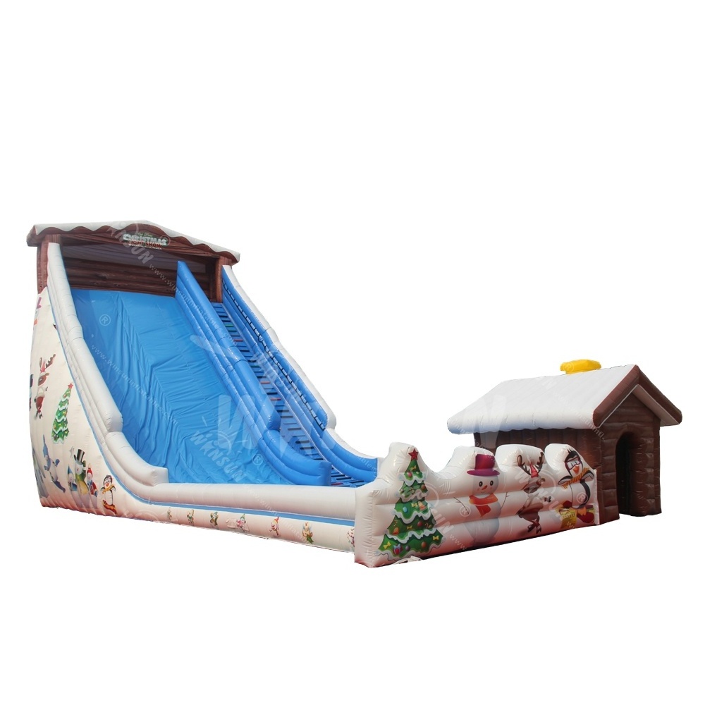 WINSUN 24m Giant PVC Inflatable Slide with Snow House Jumping Castle Toy for Kids and Adults Includes Blower