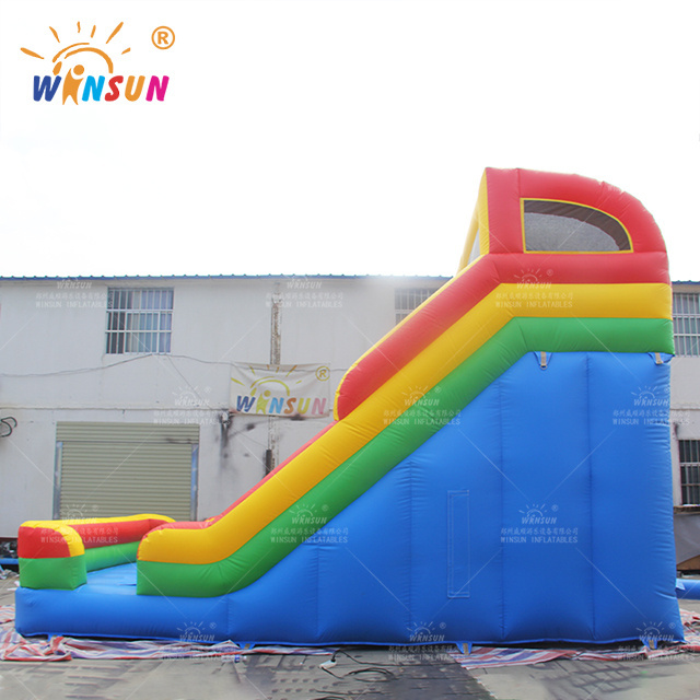 Commercial inflatable double lane slip slide large red blue slide with climbing rock outdoor slide for kids adults