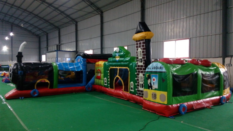 outdoor Inflatable Train Amusement park  jumping bouncy