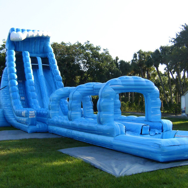 22ft tall height blue crush inflatable water slide with plunge pool adult inflatable slides