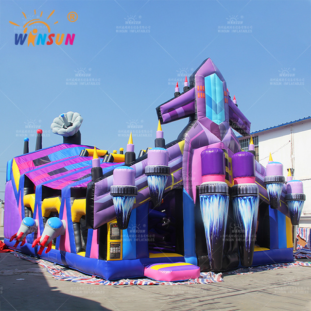 Commercial grade inflatable obstacle course fun city outdoor playground Colorful Air Bouncer christmas carnival