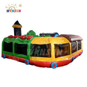 outdoor Inflatable Train Amusement park  jumping bouncy