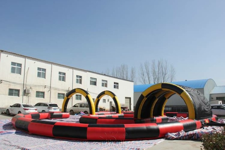 Amusement park inflatable track race, go kart track inflatable for sale