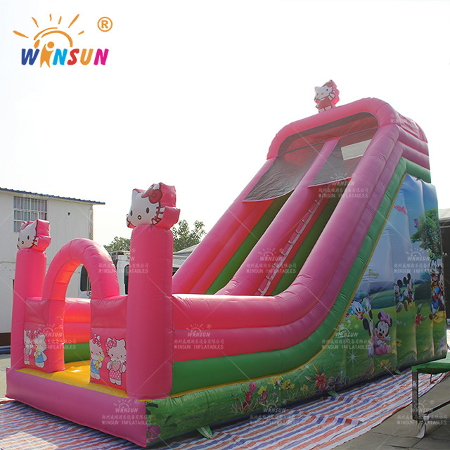 Commercial Cheap Inflatable Bouncer slide inflatable dry slides pink cartoon slide for girls