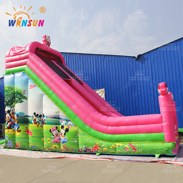 Commercial Cheap Inflatable Bouncer slide inflatable dry slides pink cartoon slide for girls