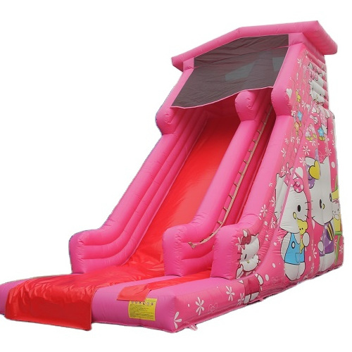 Pink  inflatable children kitty slides,inflatable slides for rentals,inflatable amusement park slip n slides sale