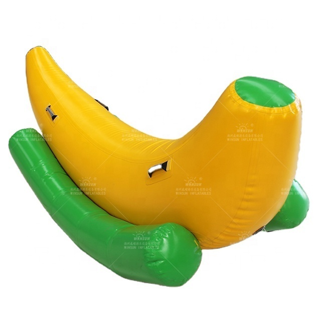 buy Airtight 2 persons inflatable banana air seesaw on water, inflatable floating banana shuttle rental,air banana ride child