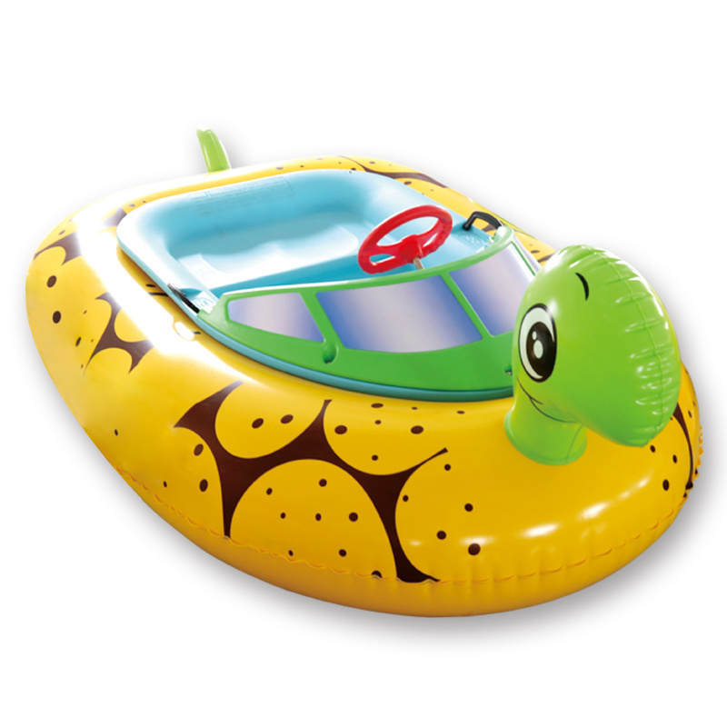 Buy Animal Swan inflatable water bumper boats double seats, electric boat with LED light, inflatable pool hand ship hot sale