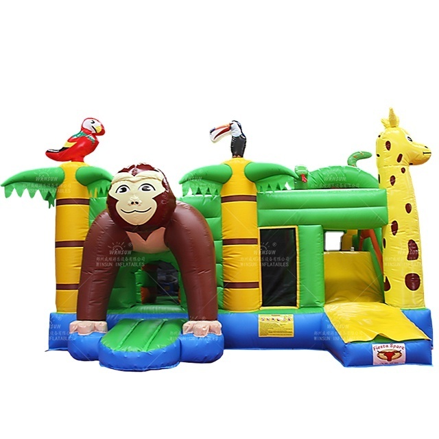 Monkey Jungle Inflatable Combo Bouncer Gorilla Inflatable Bouncy Castle Jumper with Slide for Party