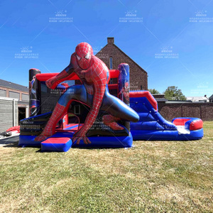 Attractive superheroes inflatable cartoon bouncy castles spiderman inflatable bounce house combo spiderman  moonwalks for sale