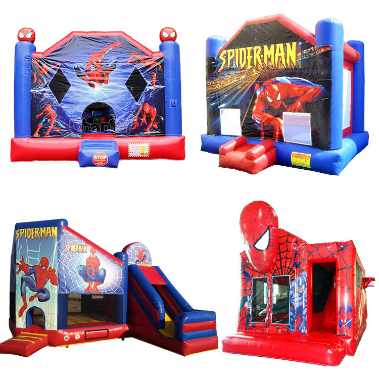 Attractive superheroes inflatable cartoon bouncy castles spiderman inflatable bounce house combo spiderman  moonwalks for sale