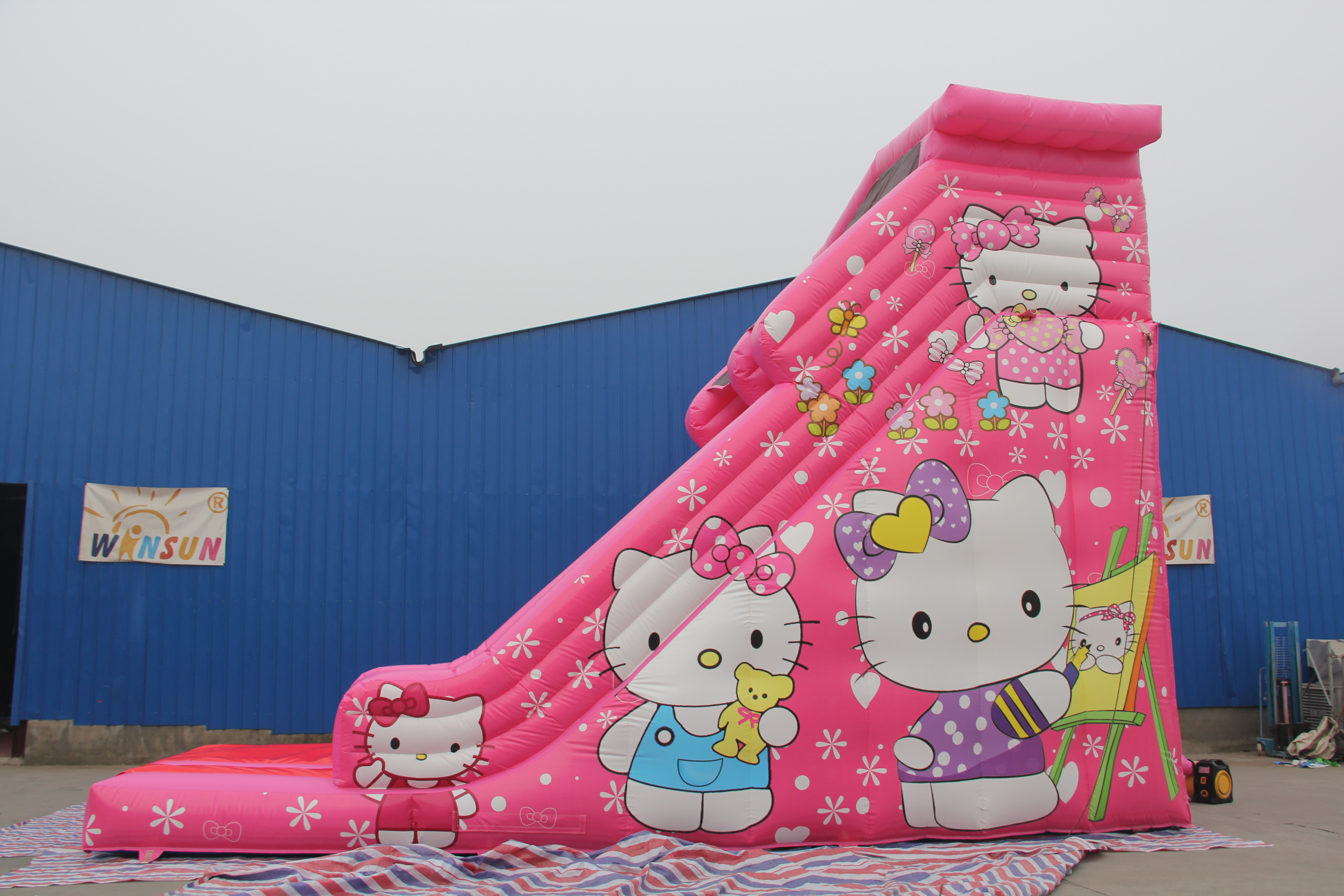 Pink  inflatable children kitty slides,inflatable slides for rentals,inflatable amusement park slip n slides sale