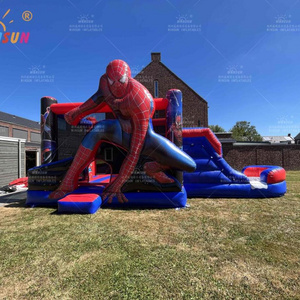 character custom  jumping  SpiderMan inflatable bouncer House combo with slide for kids bouncy castle