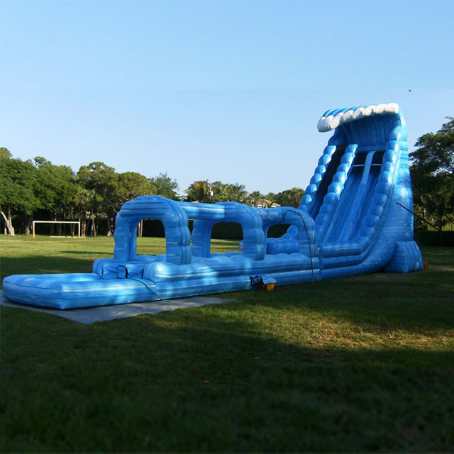 22ft tall height blue crush inflatable water slide with plunge pool adult inflatable slides