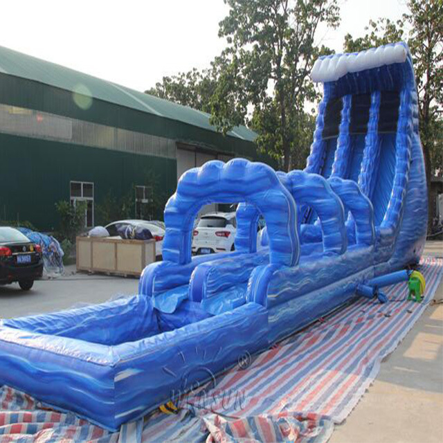 22ft tall height blue crush inflatable water slide with plunge pool adult inflatable slides