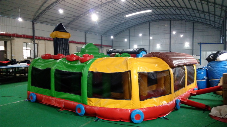 outdoor Inflatable Train Amusement park  jumping bouncy