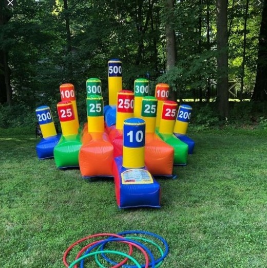 Indoor inflatable hoop toss party game for kids and adults