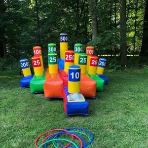 Indoor inflatable hoop toss party game for kids and adults