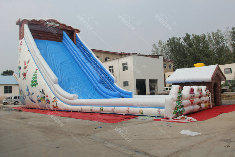 WINSUN 24m Giant PVC Inflatable Slide with Snow House Jumping Castle Toy for Kids and Adults Includes Blower