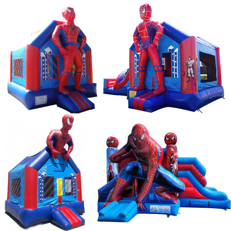 Attractive superheroes inflatable cartoon bouncy castles spiderman inflatable bounce house combo spiderman  moonwalks for sale