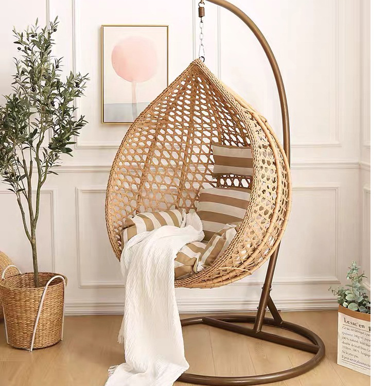 2021 Outdoor Hanging Chair Indoor and Swing Rattan Chair Balcony Bird's Nest Hanging Basket Adult Rocking Chair Wholesale Metal