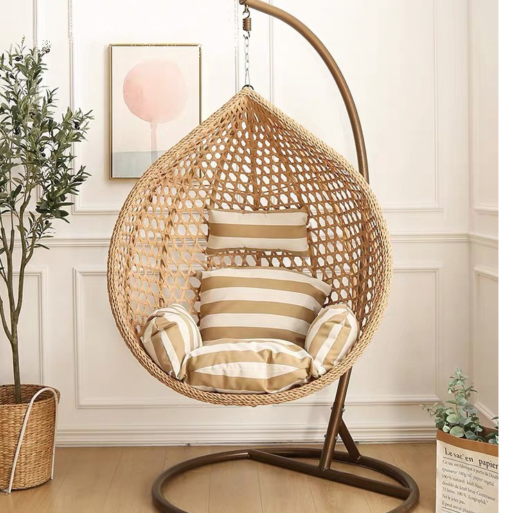 2021 Outdoor Hanging Chair Indoor and Swing Rattan Chair Balcony Bird's Nest Hanging Basket Adult Rocking Chair Wholesale Metal