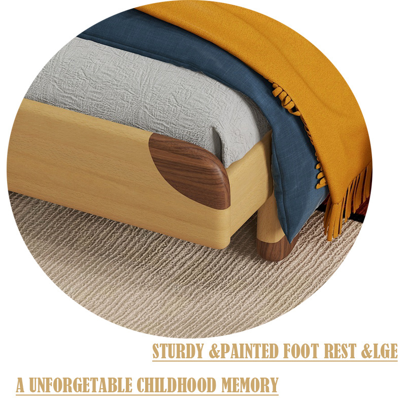 Children Upholstered Wooden Twin Bed kids Rainbow Cartoon Bed Children Bedroom Girl's Bed Platform OEM ODM