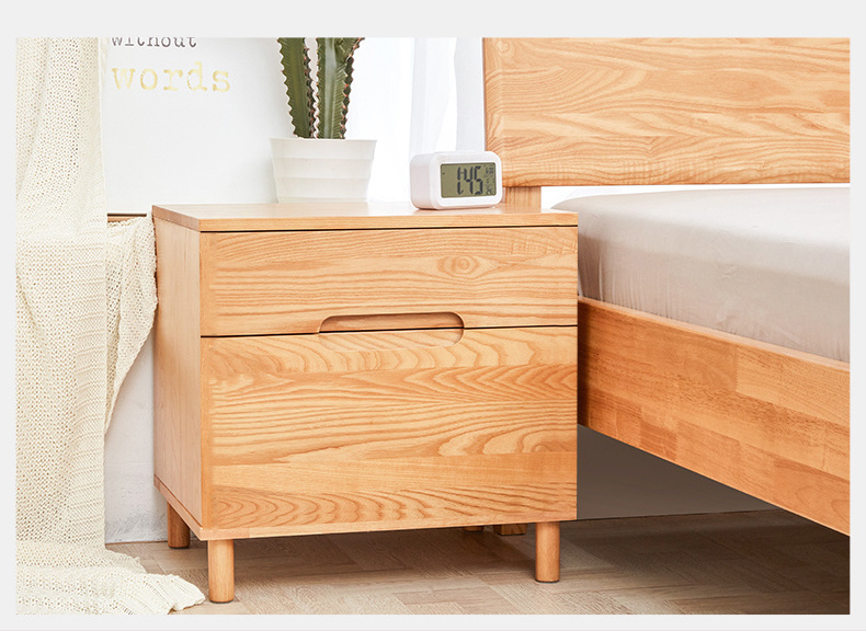 Wooden Nightstands Home Furniture Wood Bedside Night Table with Drawers Ash Oak Modern Movable Bedroom Solid Nightstand Durable