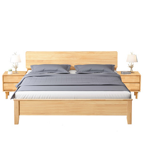 Factory Price Wholesale Wooden Home Furniture Bedroom Furniture Platform Bed with Sturdy Headboard Bed Frame Hotel Guesthouse