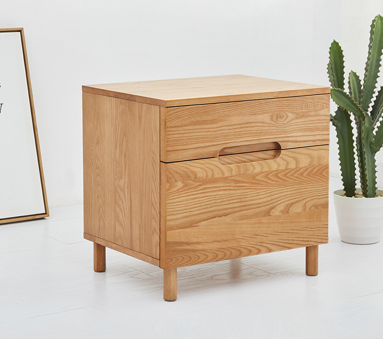 Wooden Nightstands Home Furniture Wood Bedside Night Table with Drawers Ash Oak Modern Movable Bedroom Solid Nightstand Durable