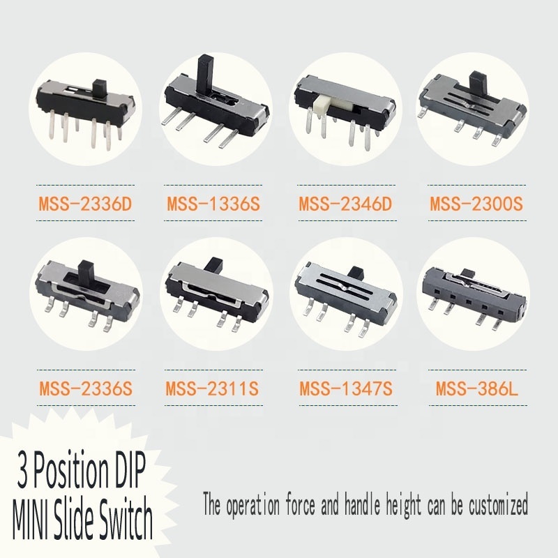 Wintai-tech dp3t 8 pin slide switches 2p3t 8 pin slide switch 3 position slide switch