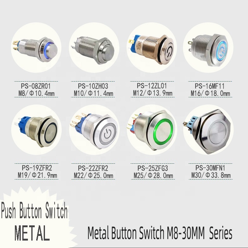 Wintai-tech waterproof momentary push button switch push button light switches metal push button switch