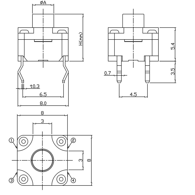 Wintai-tech TS-8080D tactile switch ip67 waterproof push button switch 12v rohs tactile switch