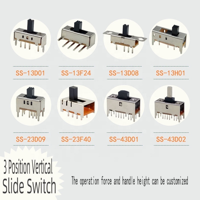 Wintai-tech dp3t 8 pin slide switches 2p3t 8 pin slide switch 3 position slide switch