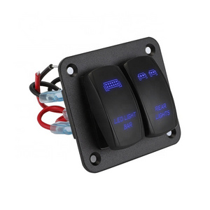 Wintai-Tech 2 Gang Toggle Rocker Switch Panel Blue Led Light Switch Panel Rocker 2 Gang Rocker Switch Panel