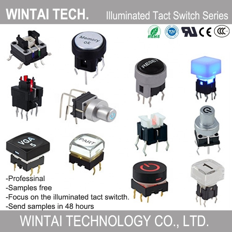 Wintai-tech tactile switch led switch rgb tactile illuminated tact switch