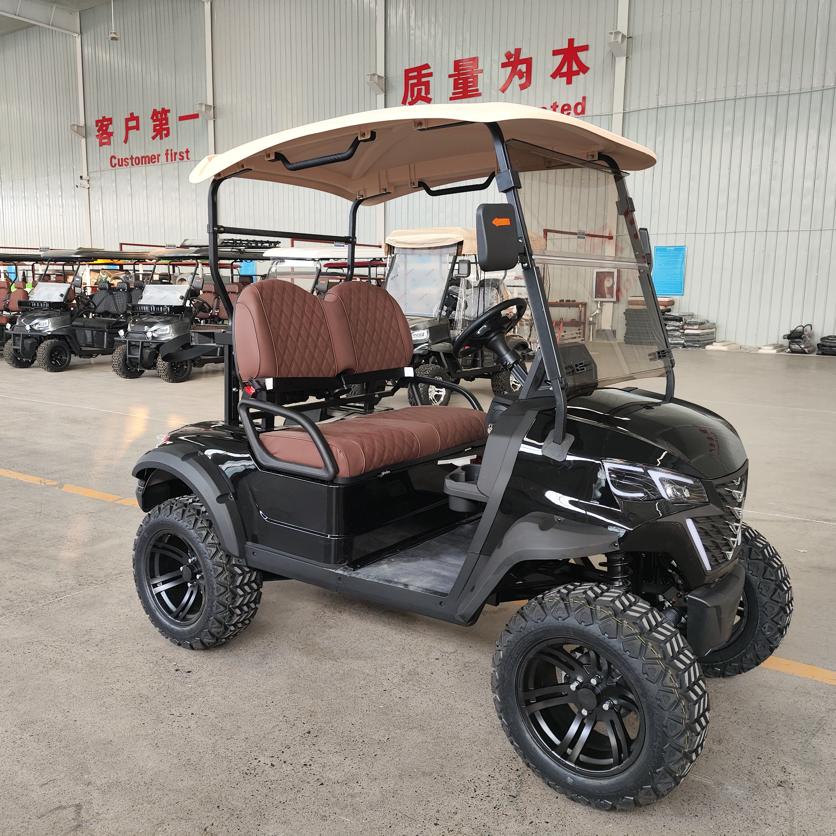 WINTAO 2024 48v Li-Battery Folding windshield 4 Wheels 2 Seater Golf Cart Electric Scooter